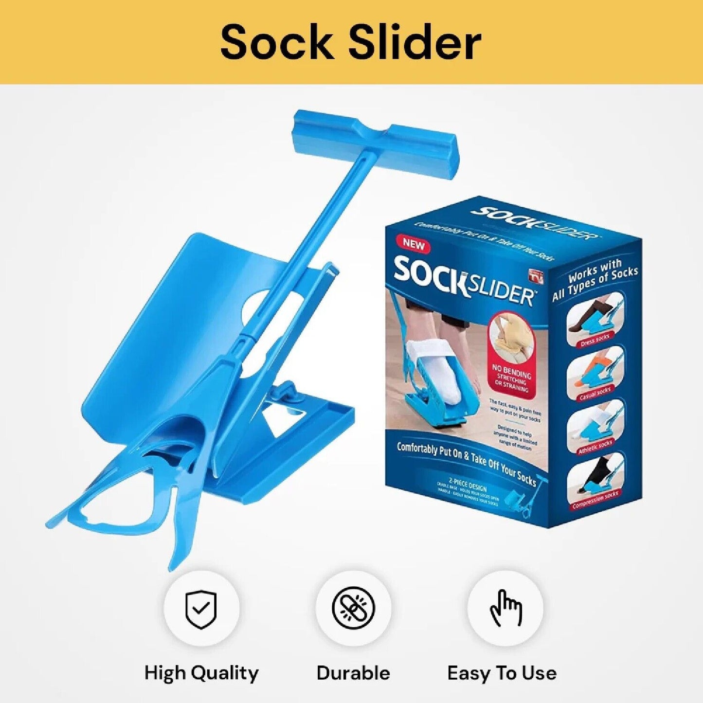 Sock Slider Easy On & Easy Off Fastest Put Socks On Aid Puller Disability Helper