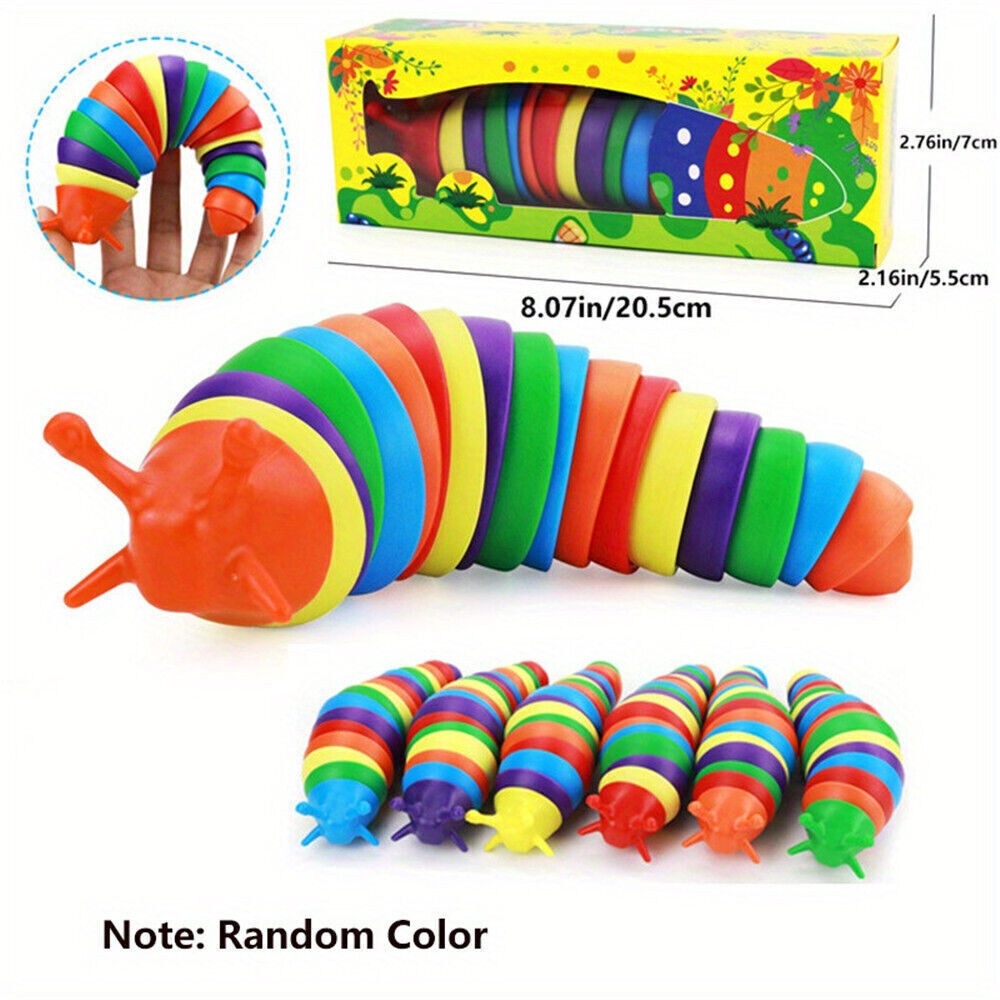 Rainbow Caterpillar Sensory Kids Slug Toy Autism ADHD Stress Relief Fidget Gift