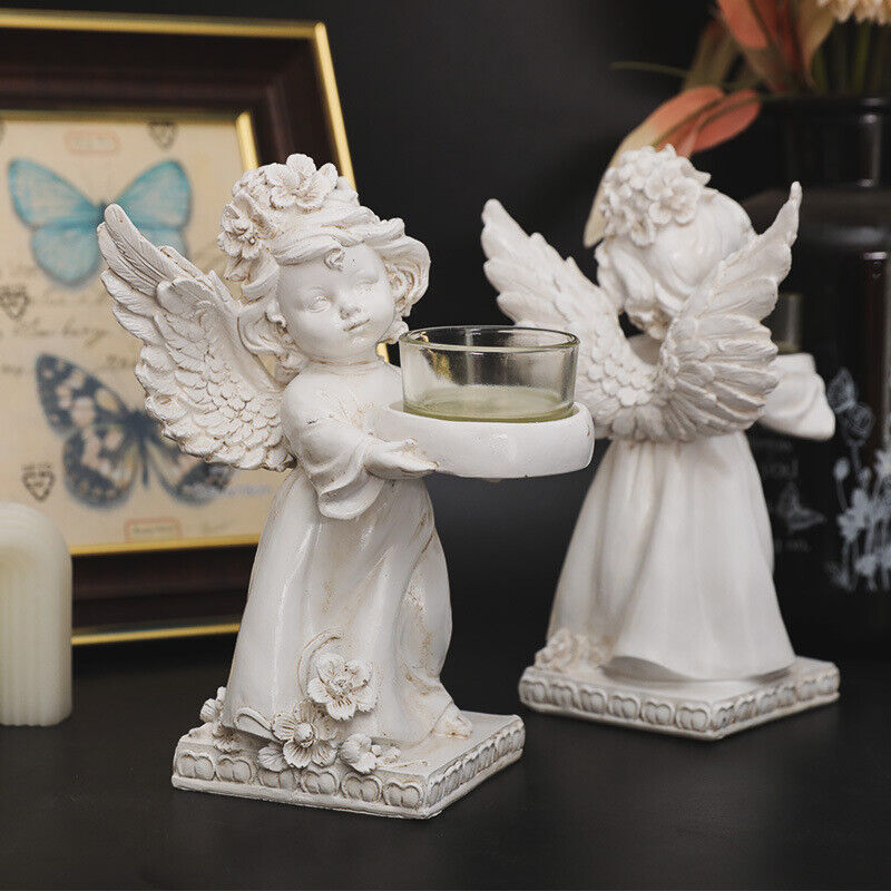 Vintage Candlestick Stand Angel with Wing Hand-Held Candle European Style