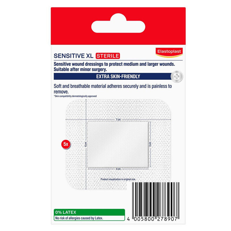 Elastoplast Sensitive XL 5 Pack Dressings Bandage Gauze Wound Pad