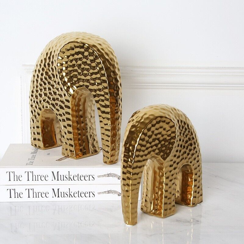 Ceramic Elephant Decoration Craft Ornament Electroplated Gold Deluxe