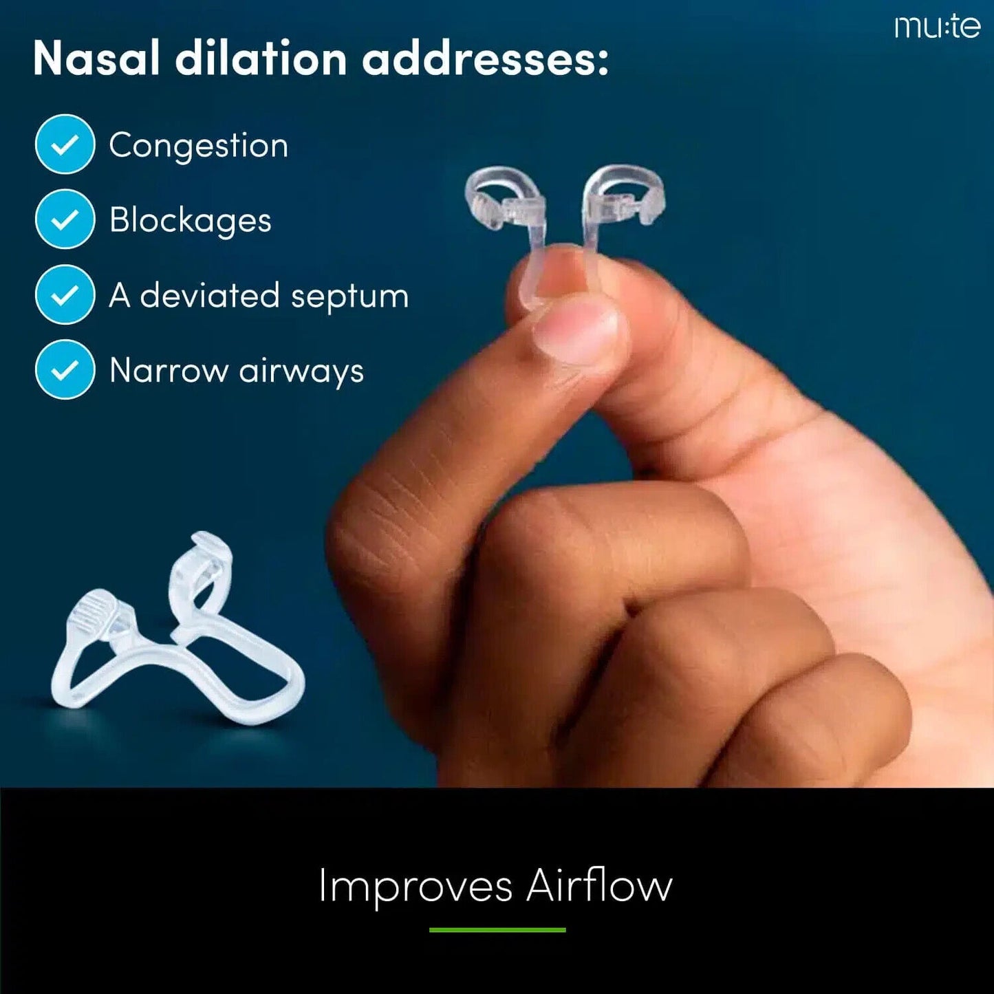 Mute Nasal Dilator for Better Breathing and Snoring Reduction Medium 2 x 3-Pack