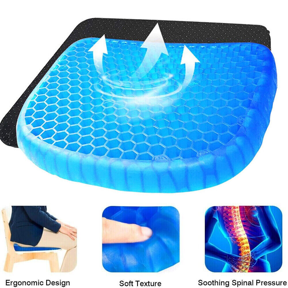 Honeycomb Breathable Gel Seat Cushion Mat for Pressure Relief Back Tailbone Pain