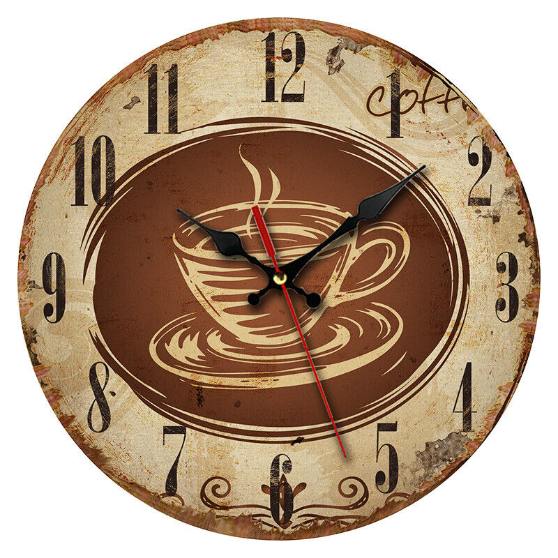 Wall Clock Wooden 30 cm Creative Retro MDF Board Frameless Silent Clock Time Management