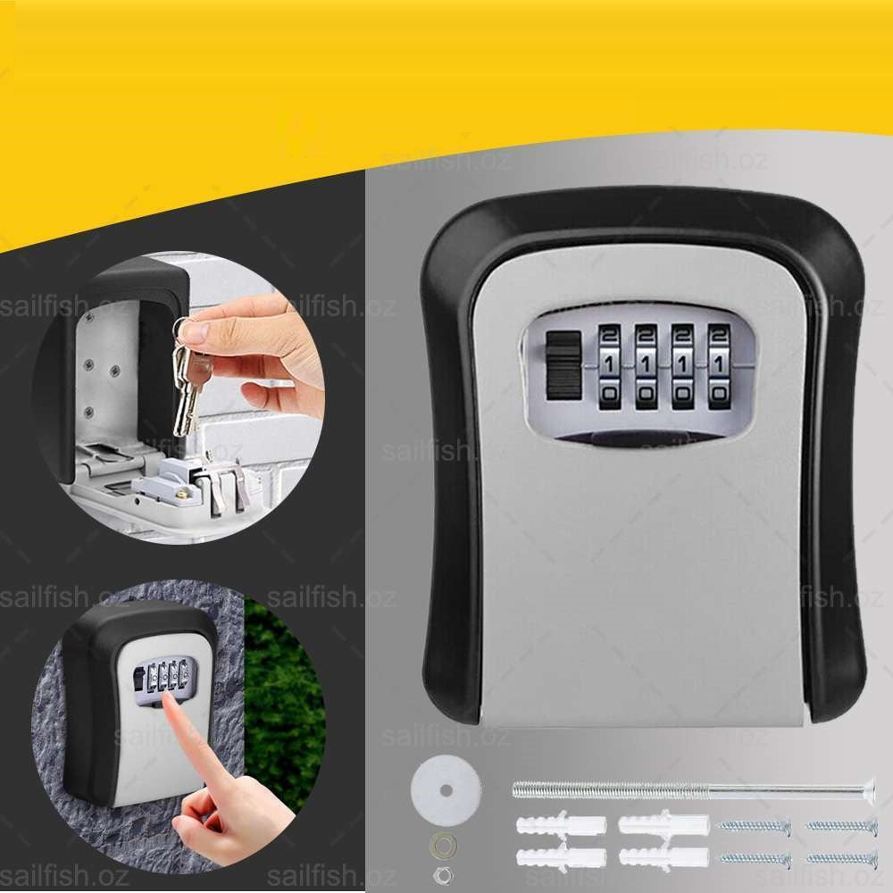 4-Digit Combination Wall Mounted Key Lock Safe Storage Security Box Home Outdoor