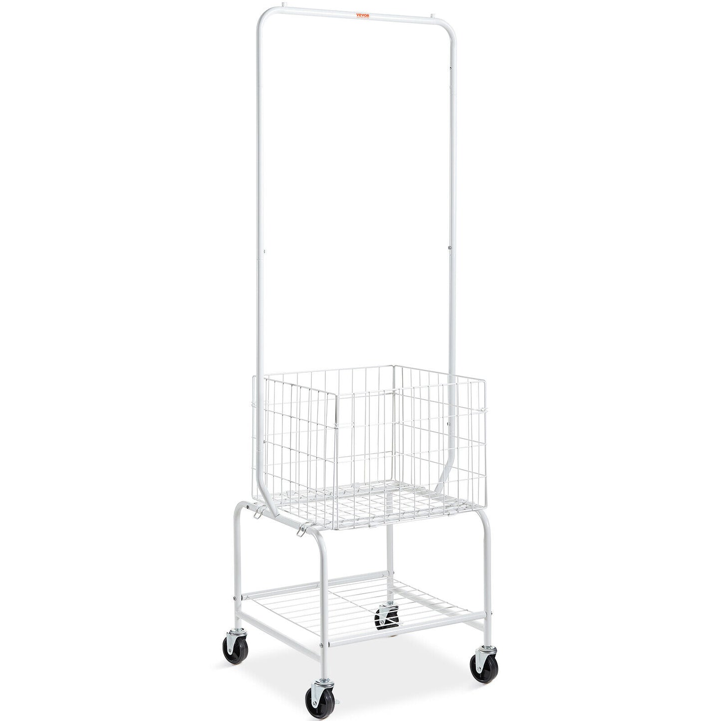 VEVOR Laundry Sorter Cart Trolley w/ Hanging Bar Clothes Rack Storage Basket