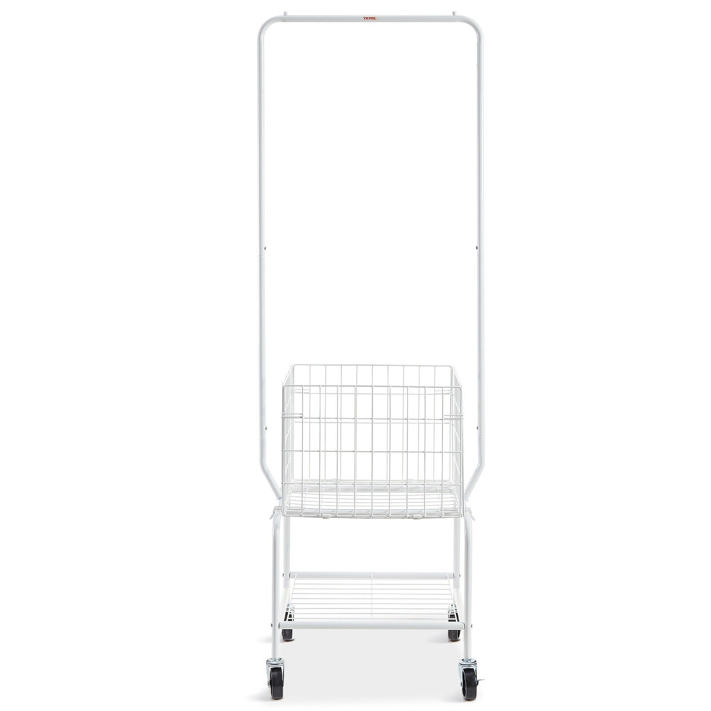 VEVOR Laundry Sorter Cart Trolley w/ Hanging Bar Clothes Rack Storage Basket