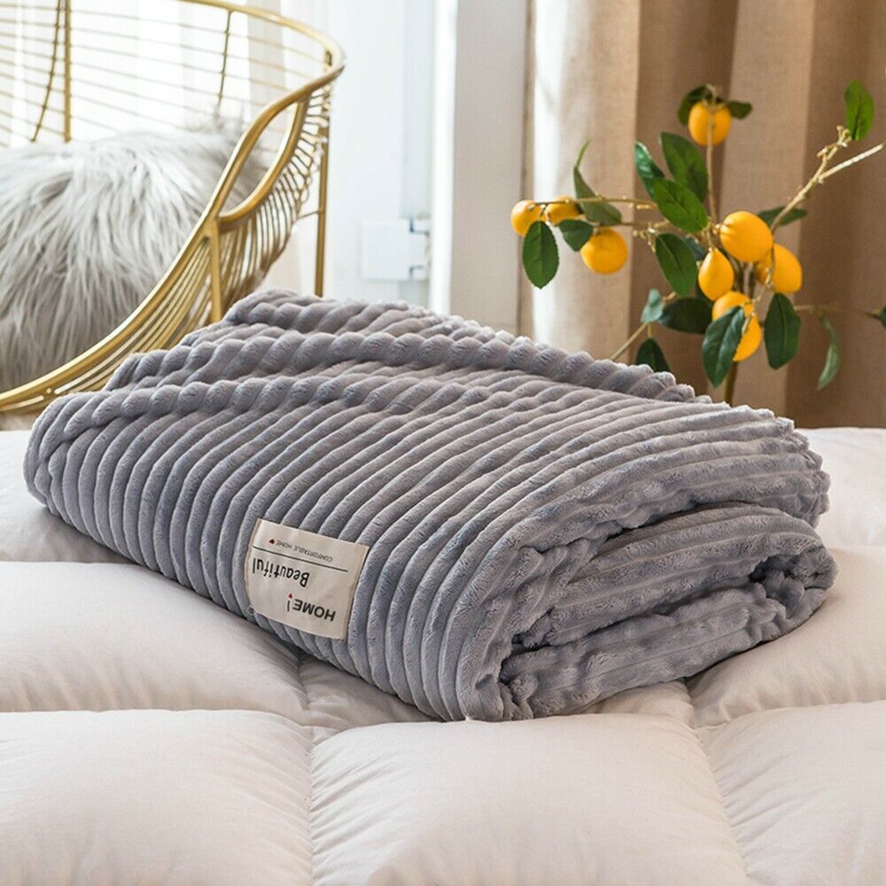 Cuddly Soft Flannel Plush Throw Rug Sofa Bedding Blanket Calm Anxiety Relief