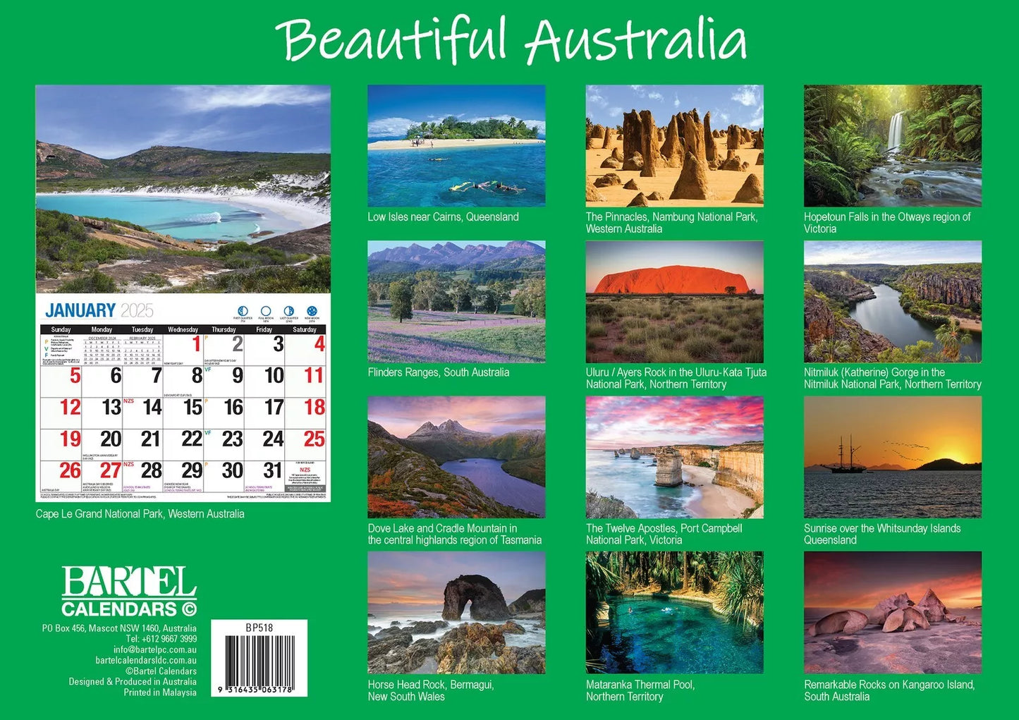 2025 Calendar Beautiful Australia A4 16 Months