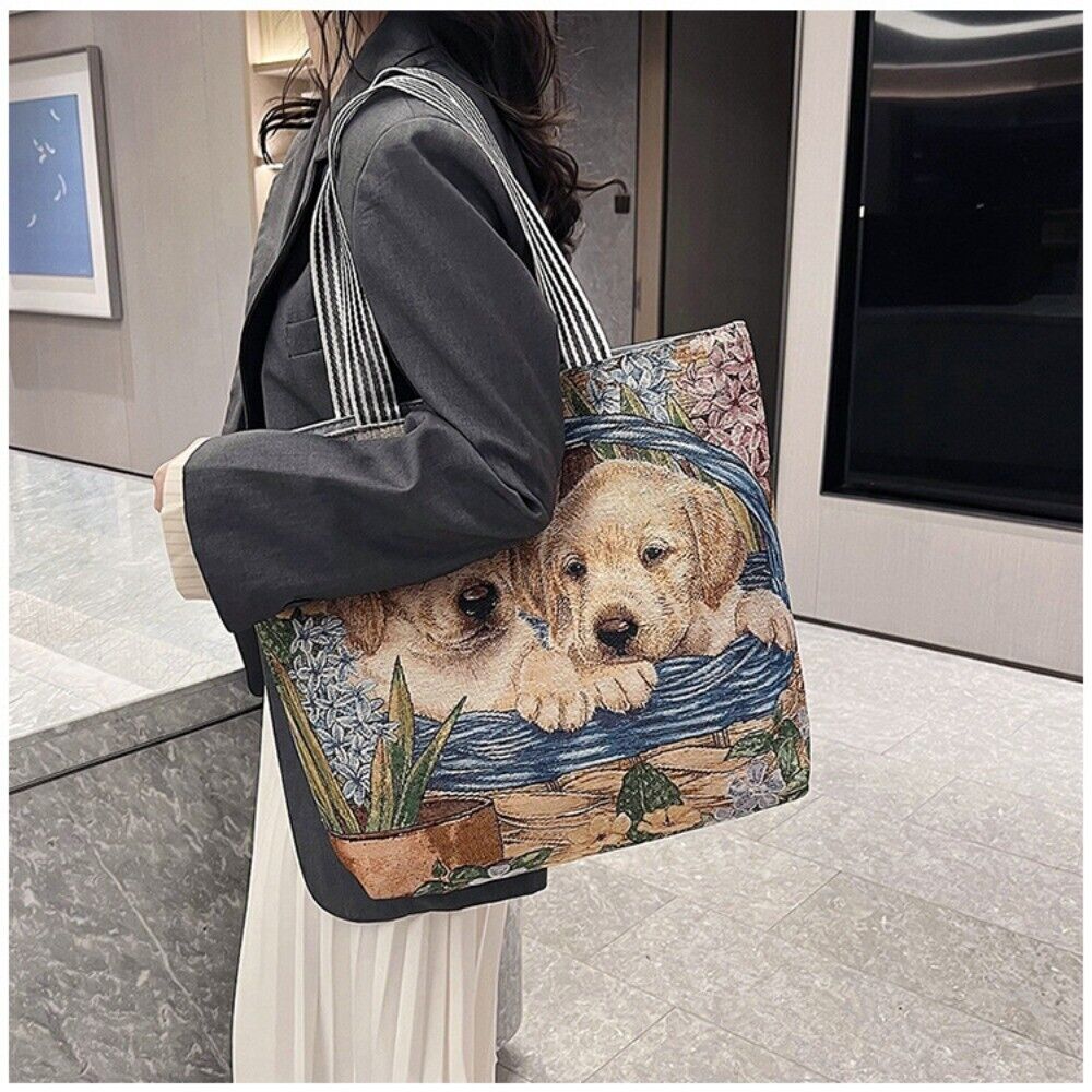 Canvas Retro Handbags Animal Printing Shoulder Bags