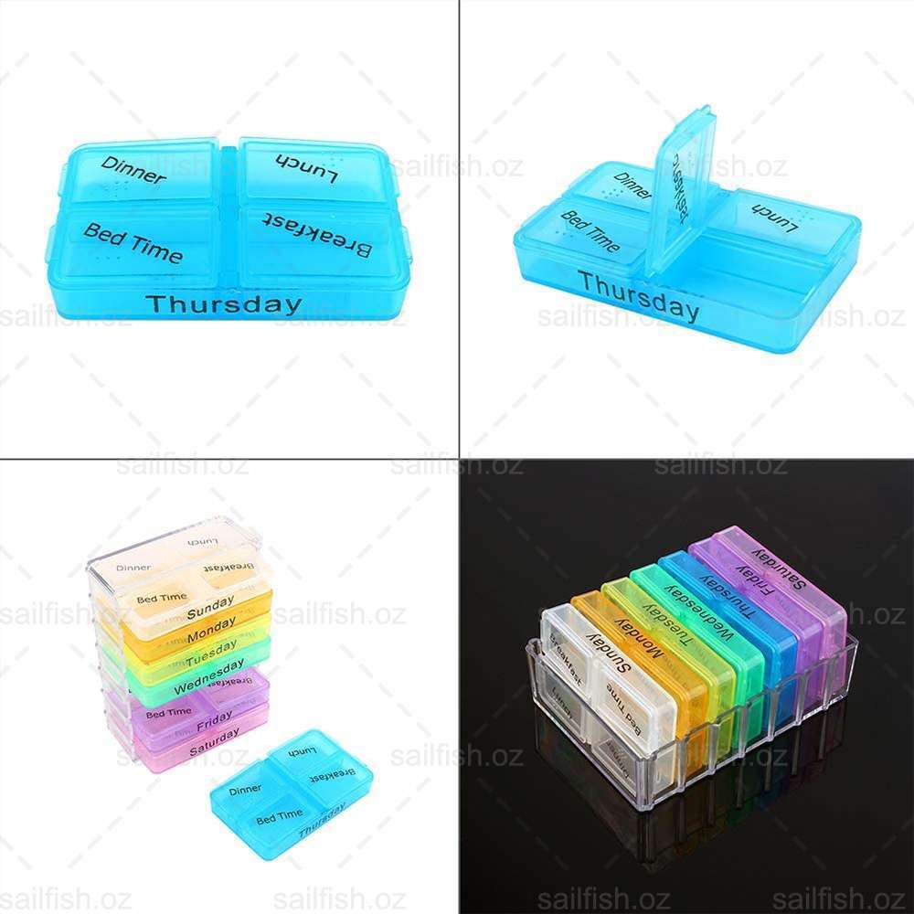 28 Slot AM PM Pill Box Medicine Organiser Case 7 Day Dispenser Weekly Medication