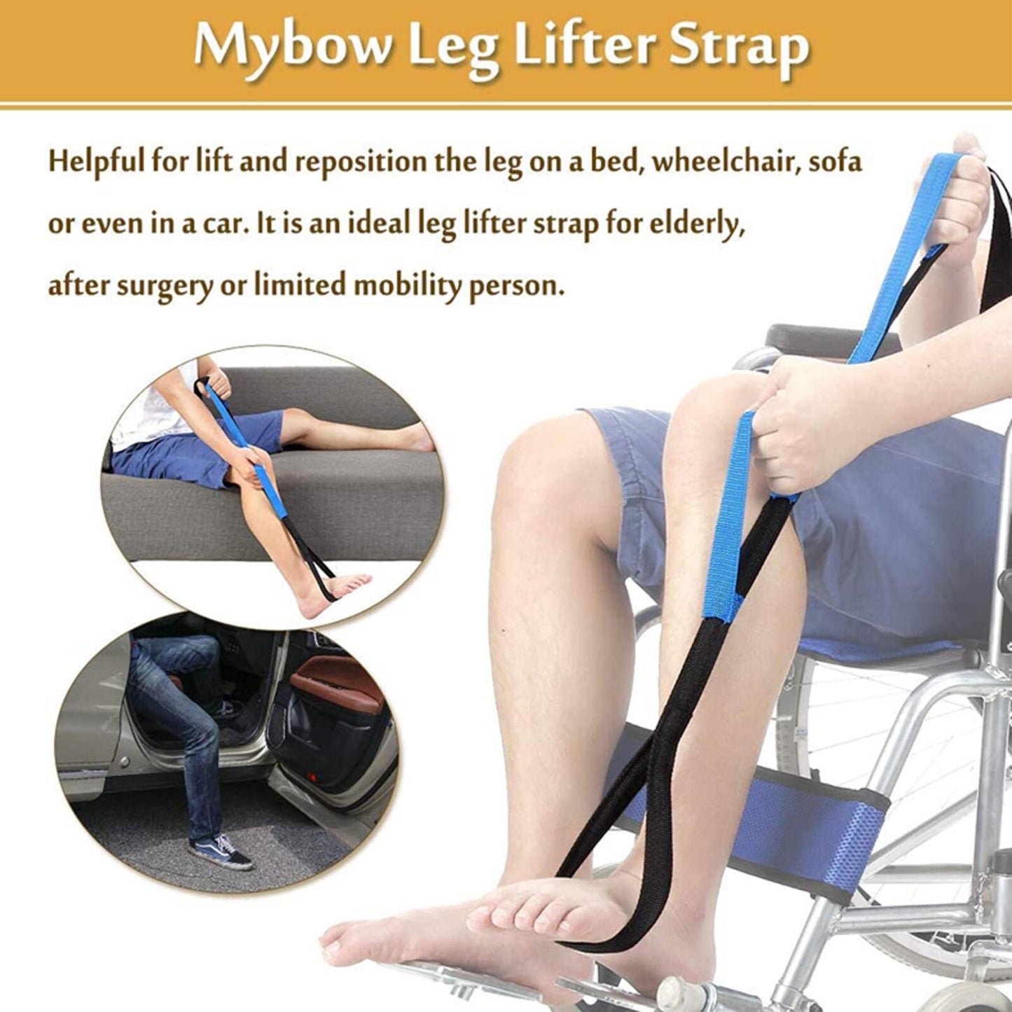 Leg Lifter Strap Rigid Foot Lifter & Hand Grip