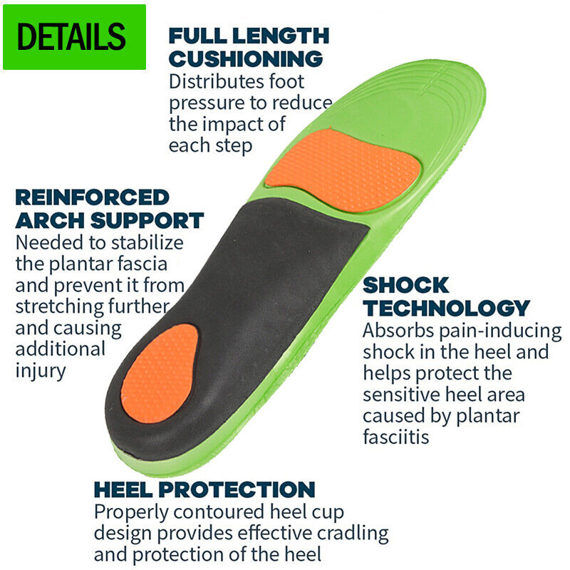 Orthotic Insoles Arch Support Flat Foot High Plantar Feet Fasciitis Pad