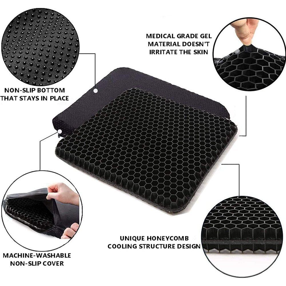 Gel Chair Seat Cushion For Lower Back Pain Pressure Relief Wheelchair Car