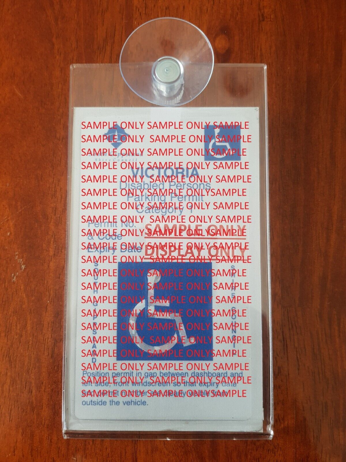 Disability Parking Permit Holder for Windscreen with Suction Cup Australian Made