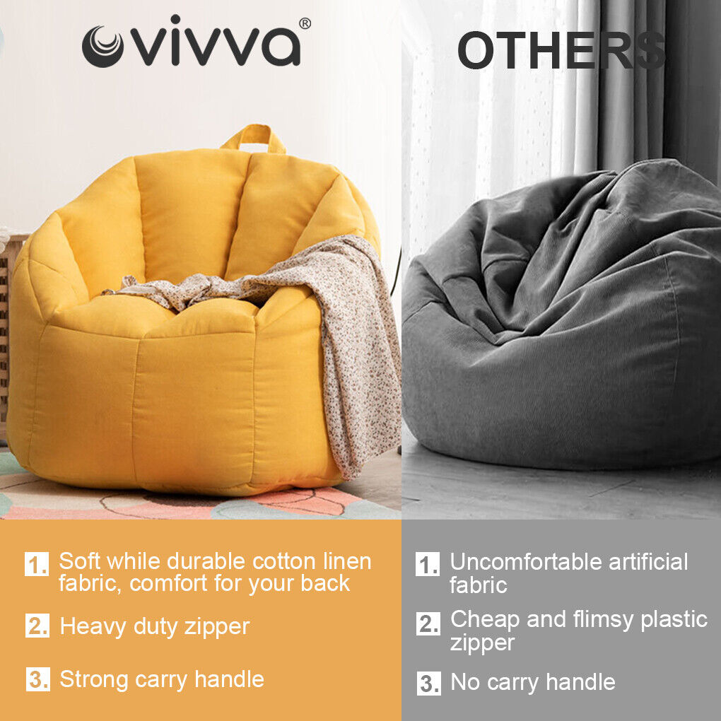 Bean Bag Chair Cover Sofa Protector Breathable No Filler Removable 200L