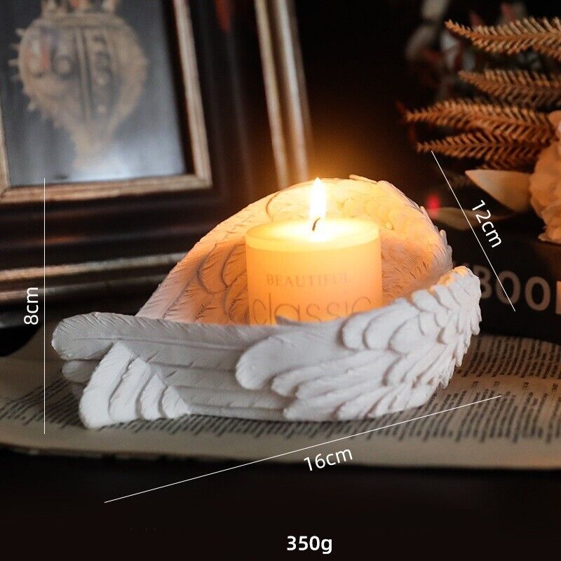 Candle Holder Nordic Pure White with Wing Feather Angel