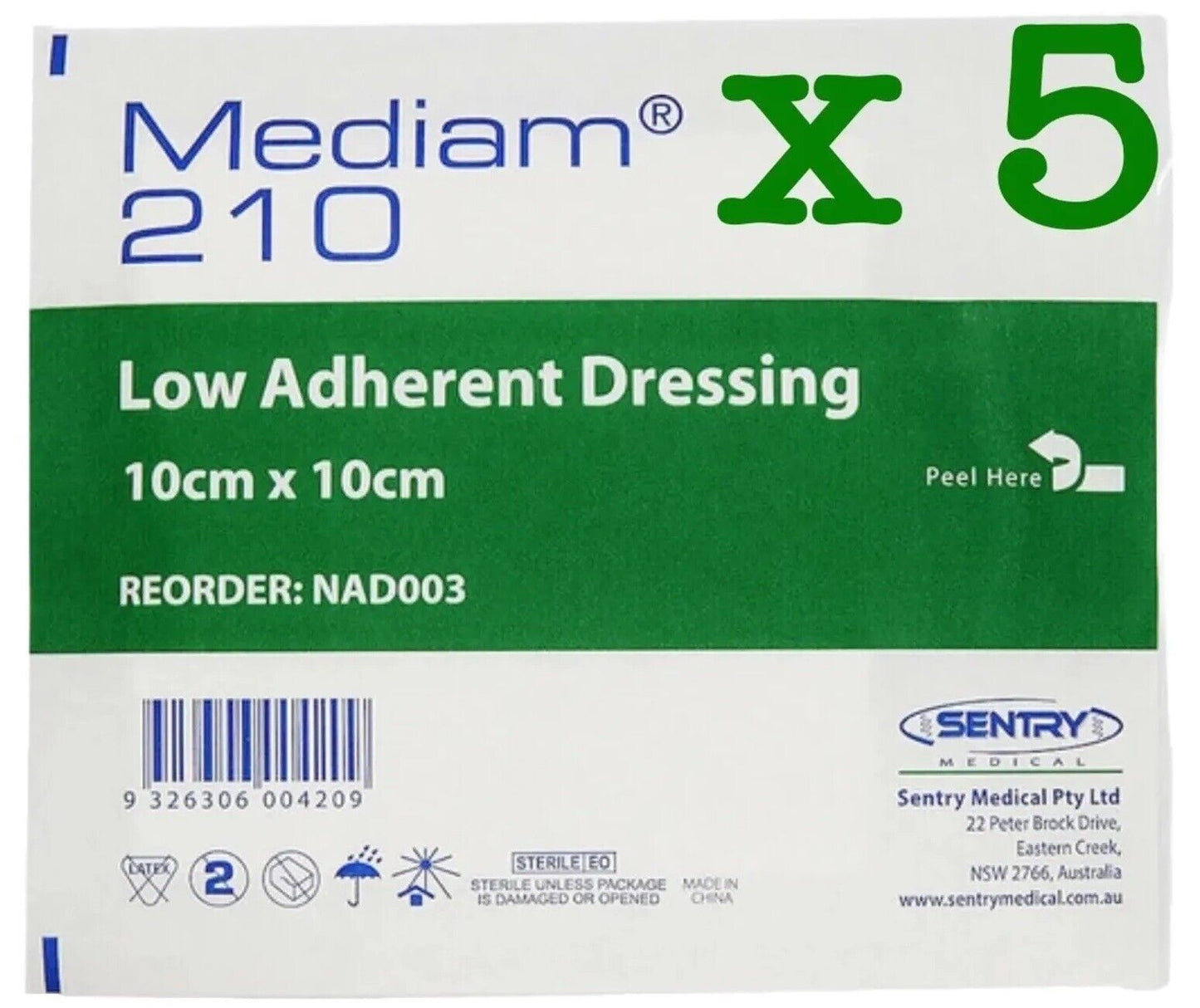 Wound Dressing Low Adherent 10cm x 10cm 5 Packs