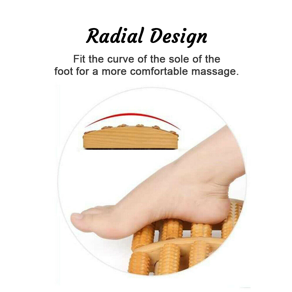 Large Wooden Foot Pain Massager 5 Roller Care Reflexology Relax Stress Relief