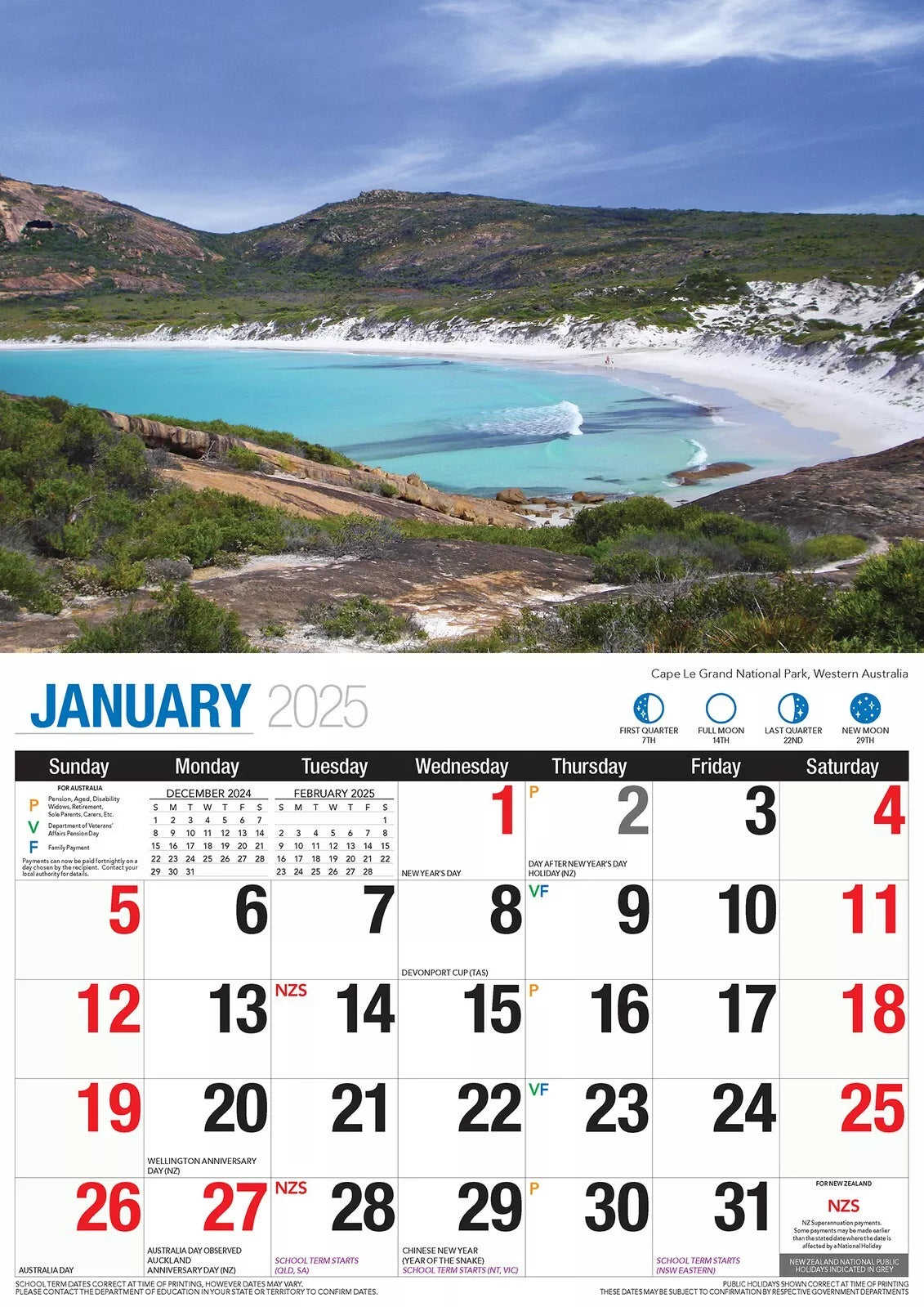 2025 Calendar Beautiful Australia A4 16 Months