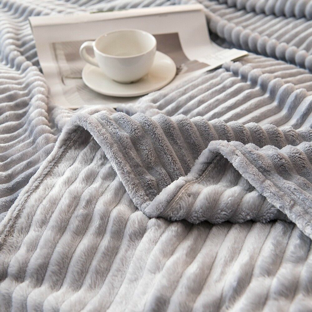 Cuddly Soft Flannel Plush Throw Rug Sofa Bedding Blanket Calm Anxiety Relief