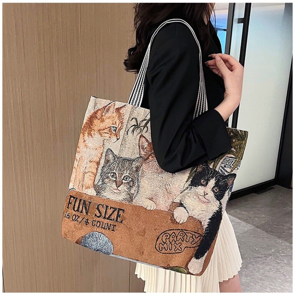 Canvas Retro Handbags Animal Printing Shoulder Bags