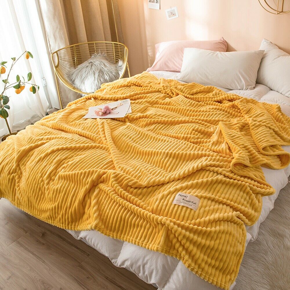 Cuddly Soft Flannel Plush Throw Rug Sofa Bedding Blanket Calm Anxiety Relief