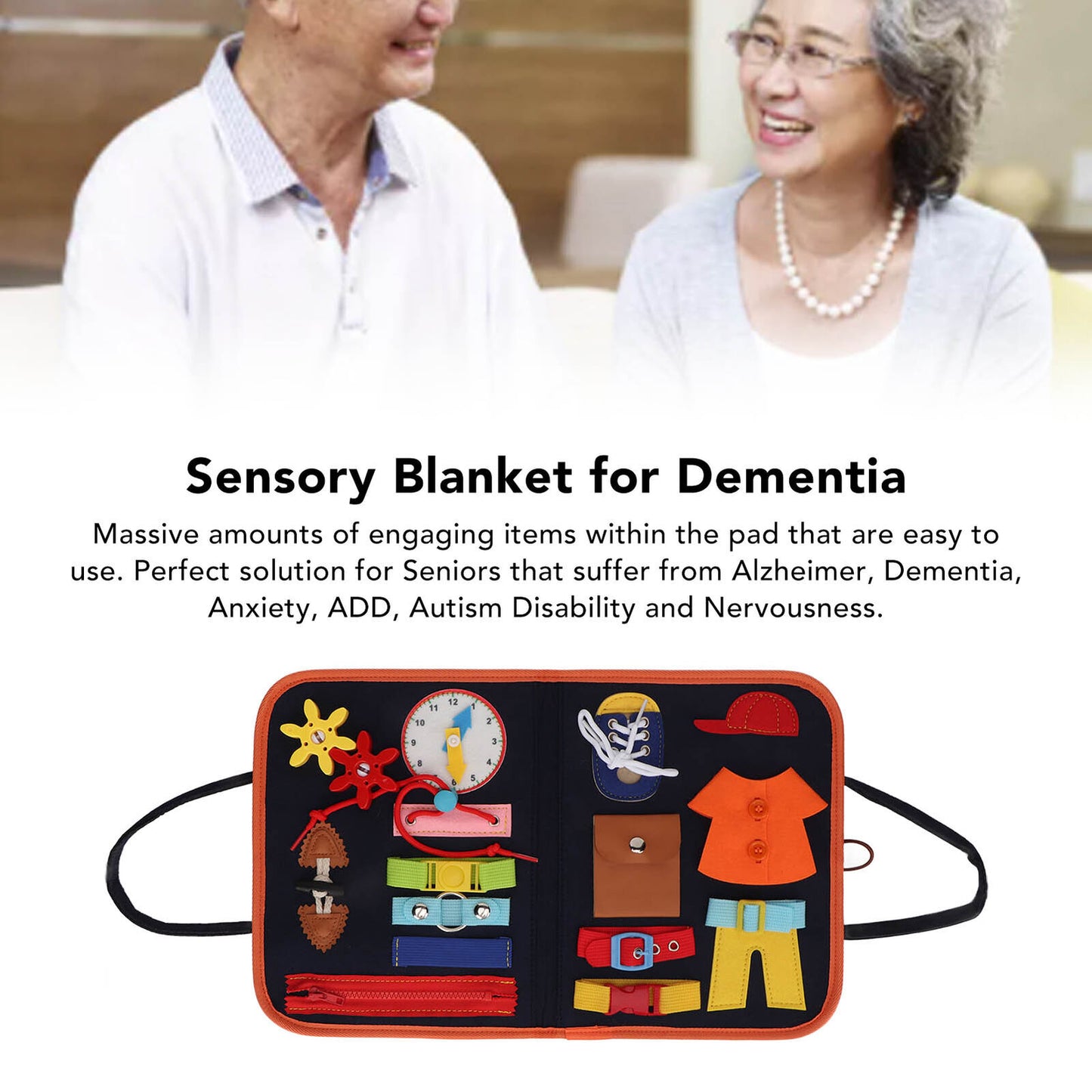 Sensory Blanket for Alzheimer's and Dementia with Fidget Activities for Autism and Mental Stimulation