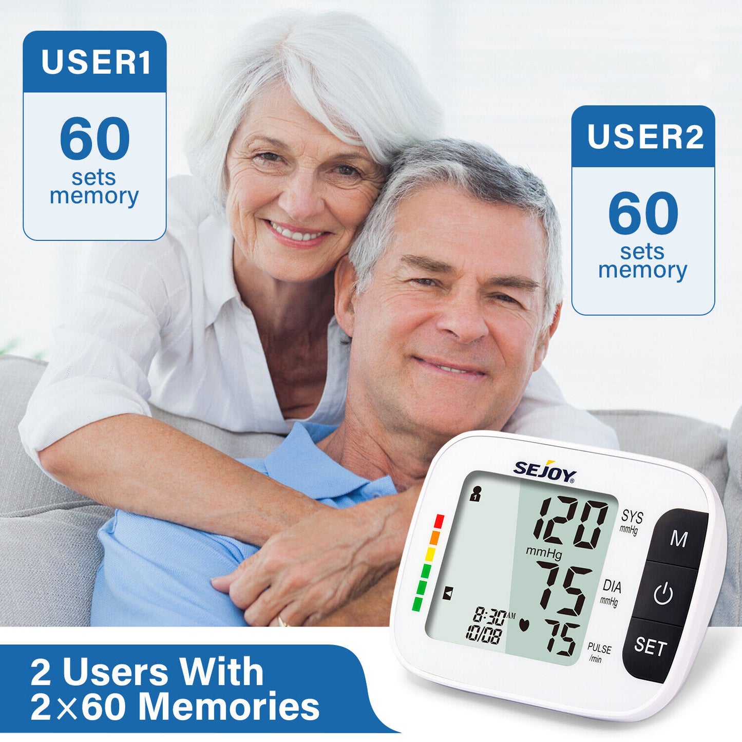 Digital Blood Pressure Monitor Upper Arm Automatic BP Machine Heart Rate Monitor