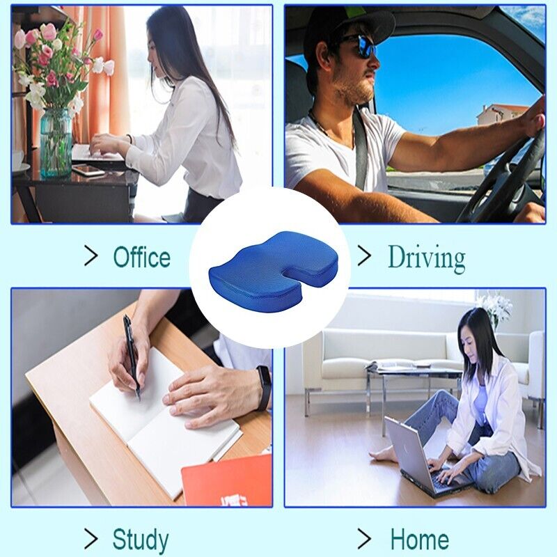 Orthopaedic Memory Foam Seat Cushion Support Back Pain Chair Pillow Car Coccyx