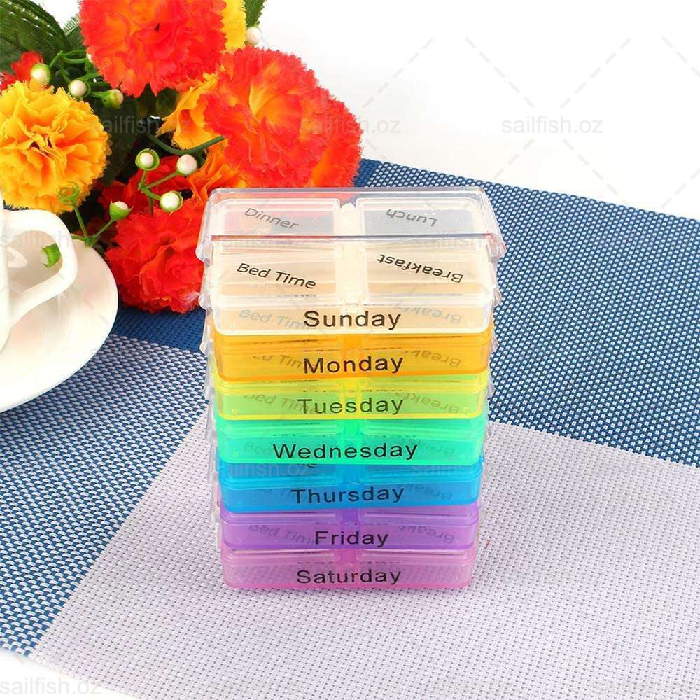 28 Slot AM PM Pill Box Medicine Organiser Case 7 Day Dispenser Weekly Medication