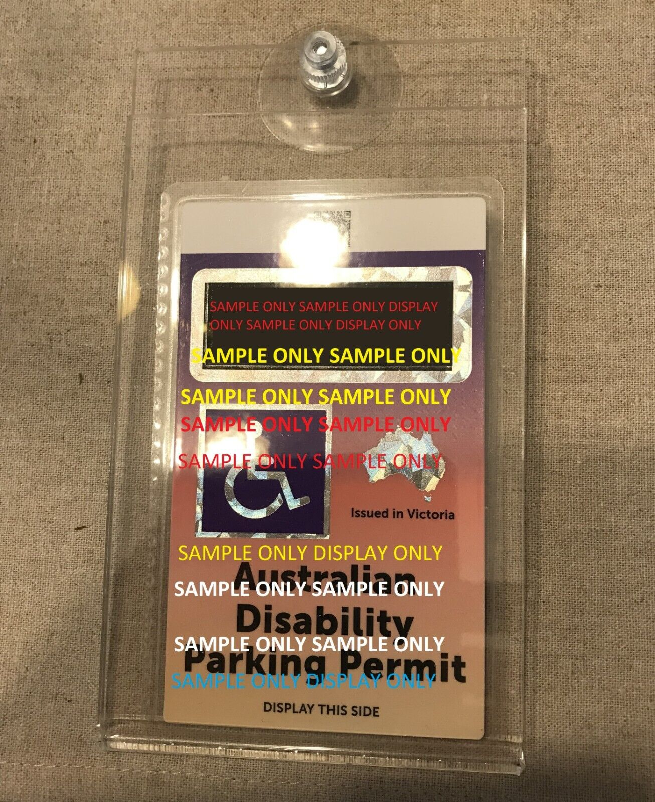 Disability Parking Permit Holder for Windscreen with Suction Cup Australian Made