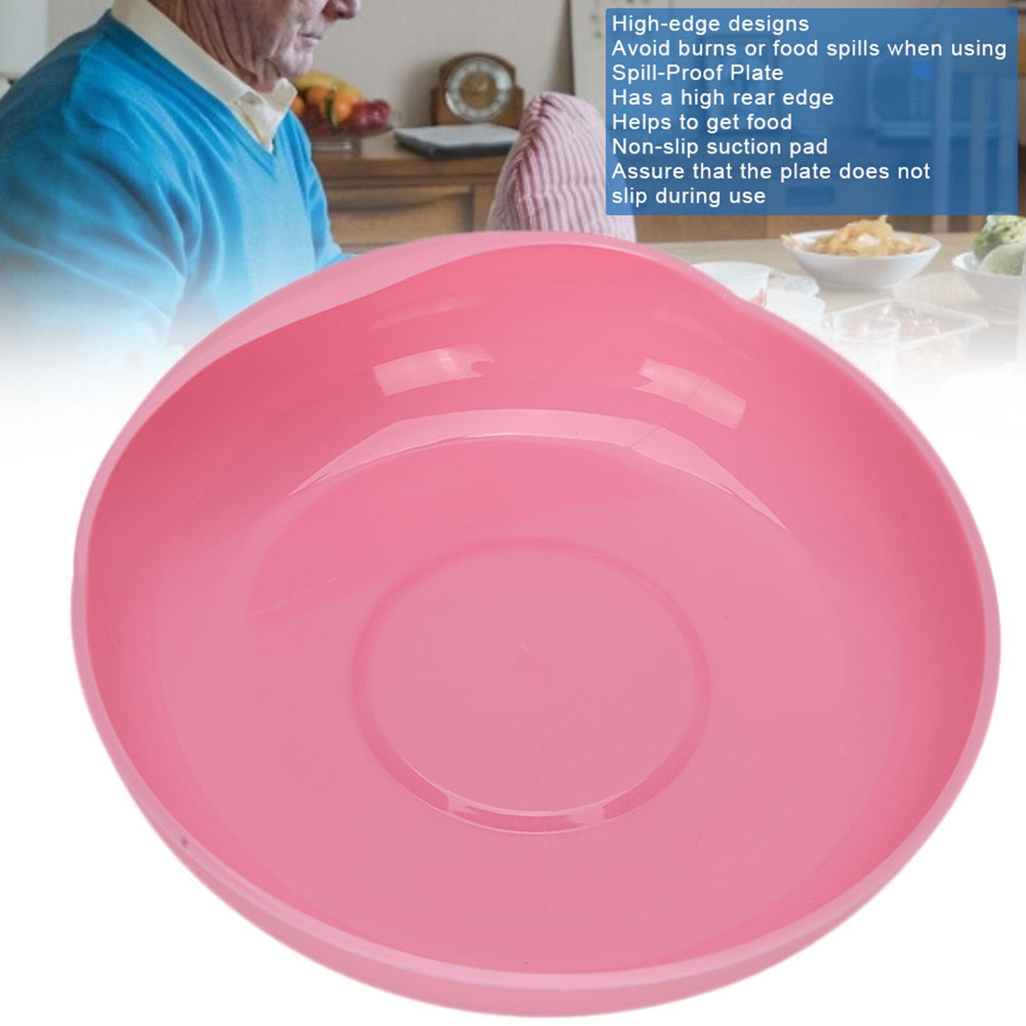 Elderly Care Spill‑Proof Plate With Suction Cup Base