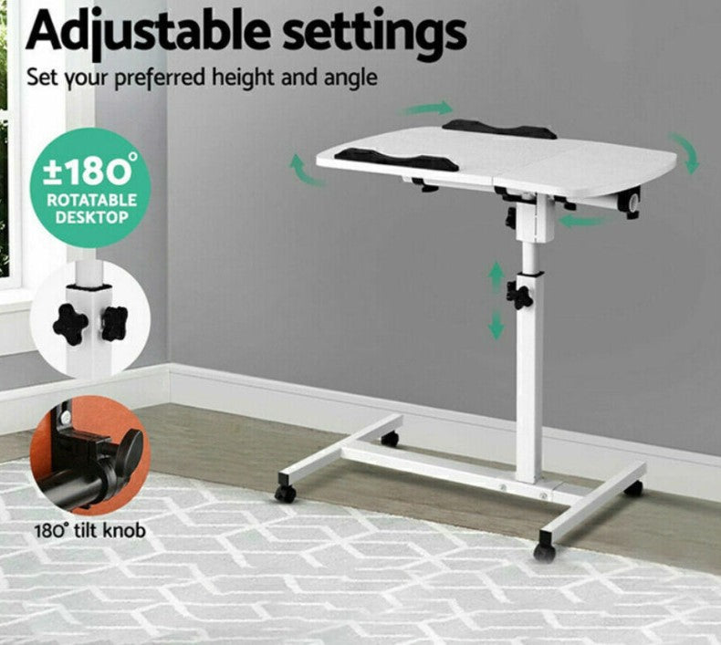 Overbed Table Adjustable Medical Care Over Bed Height