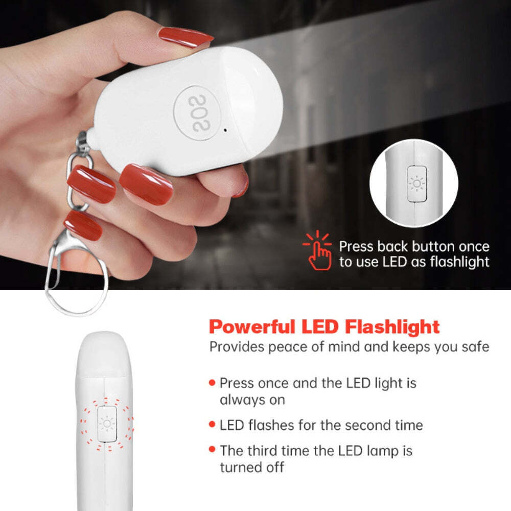 Keychain Personal Alarm - 130dB with Emergency LED Flashlight