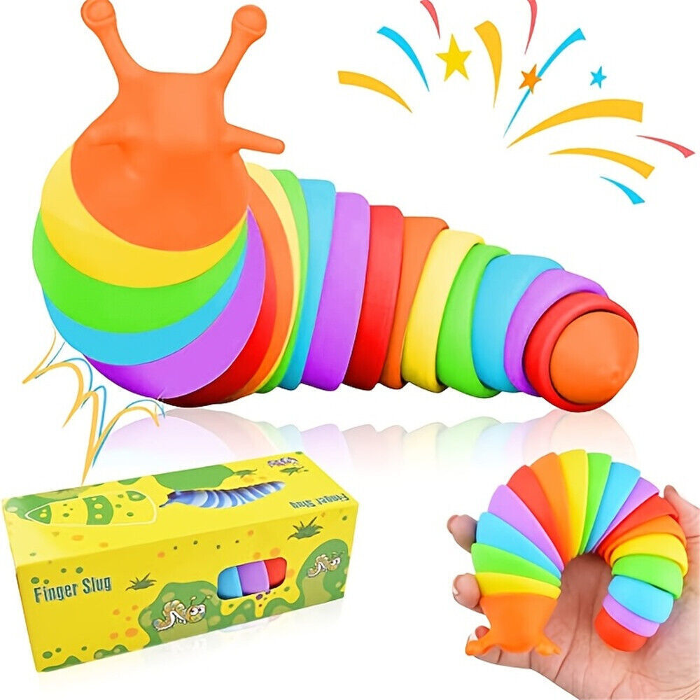 Rainbow Caterpillar Sensory Kids Slug Toy Autism ADHD Stress Relief Fidget Gift