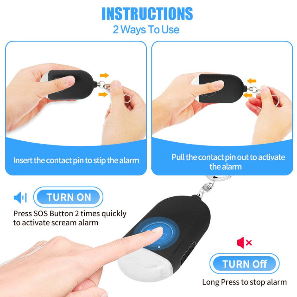 Keychain Personal Alarm - 130dB with Emergency LED Flashlight