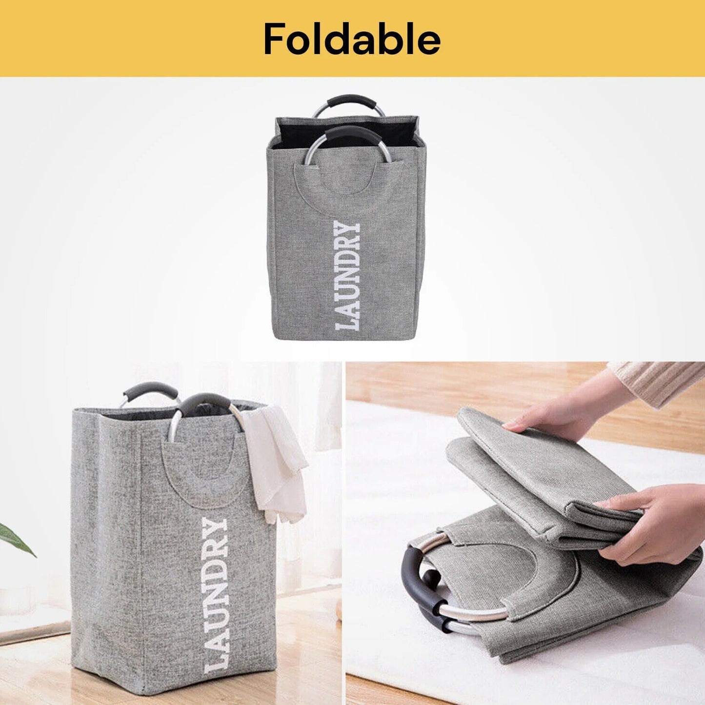 Foldable Laundry Hamper Bag With Handles Washing Storage Bag Basket Organiser