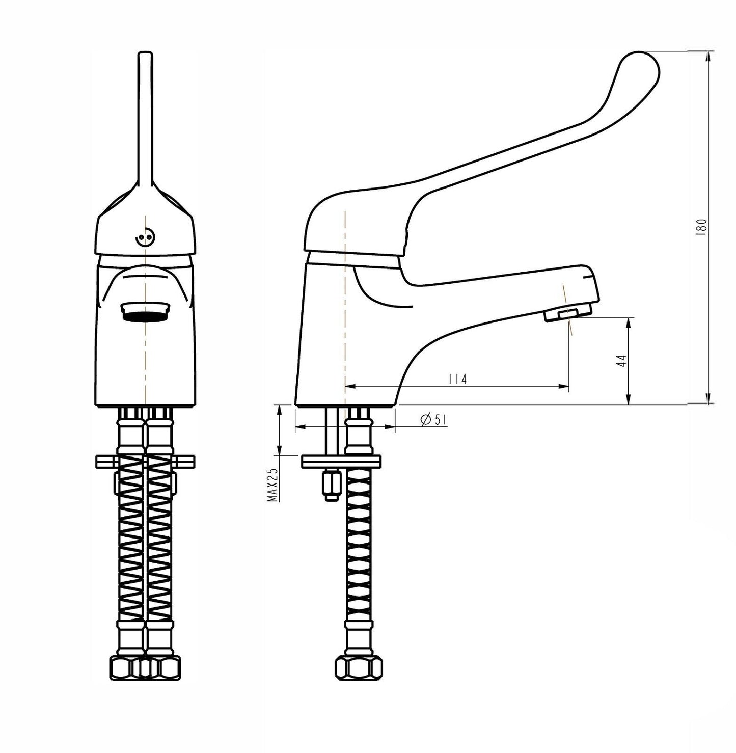 Disabled Mixer Tap Extended Level Handle AS1428.1 Flick Hand Basin Care Brass