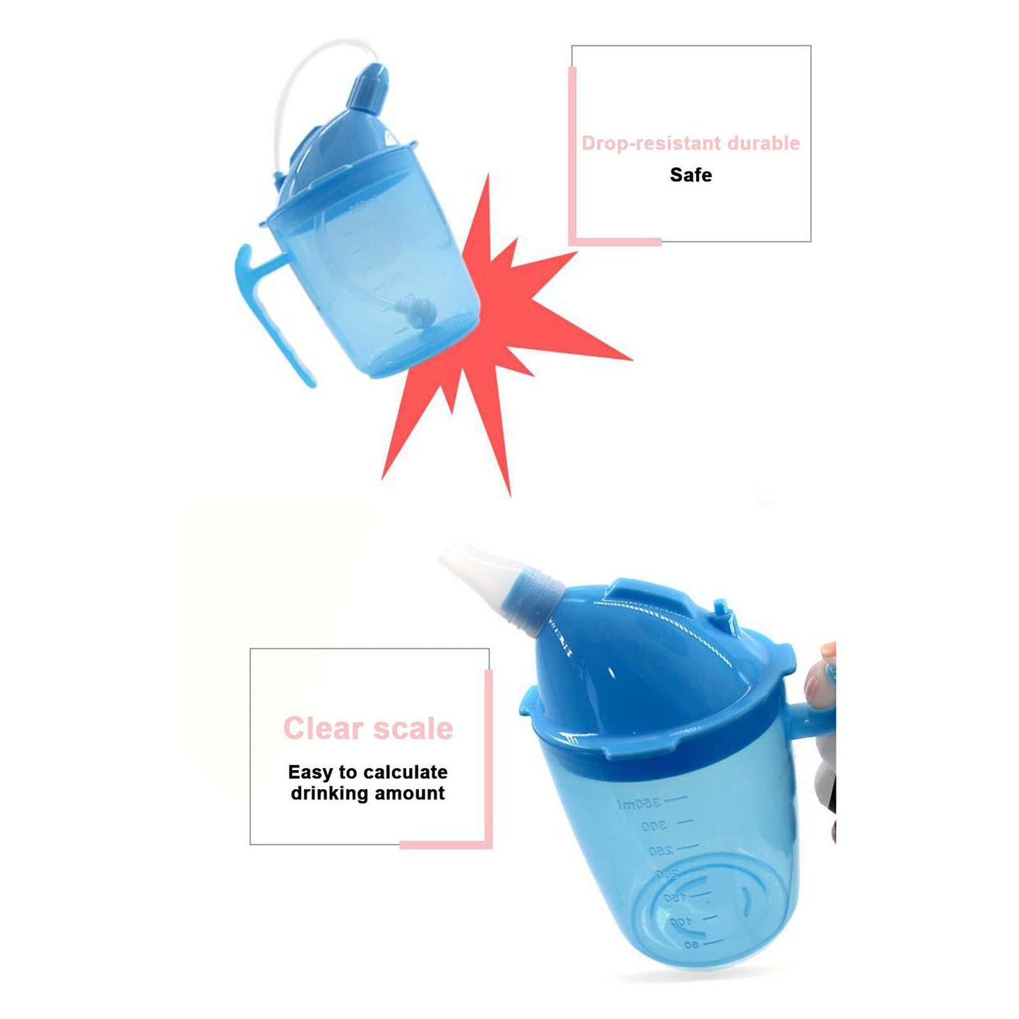 Spillproof Adult Sippy Cup for Liquids for Disabled Elderly with Weak Grip 350ml