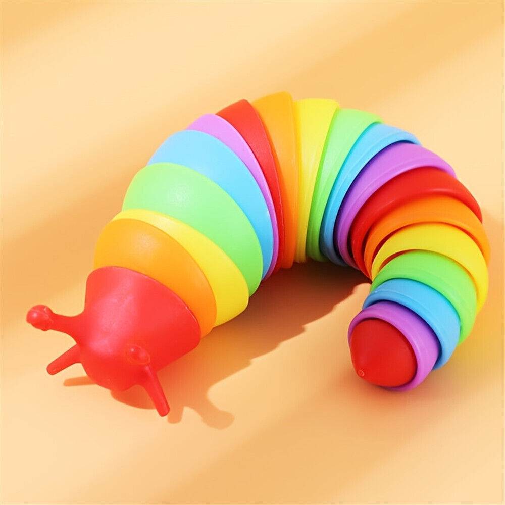 Rainbow Caterpillar Sensory Kids Slug Toy Autism ADHD Stress Relief Fidget Gift