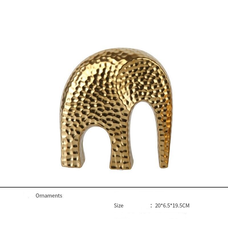 Ceramic Elephant Decoration Craft Ornament Electroplated Gold Deluxe