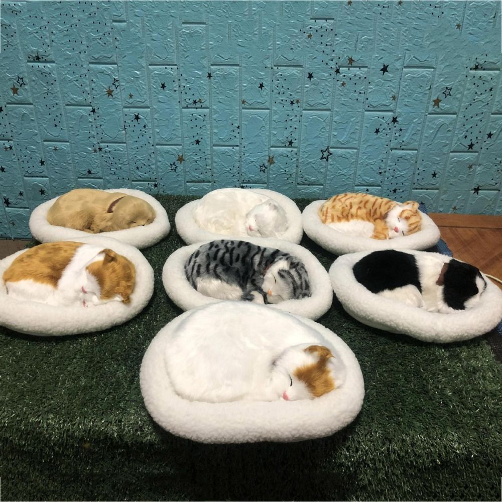 Realistic Sleeping Plush Breathing Cat