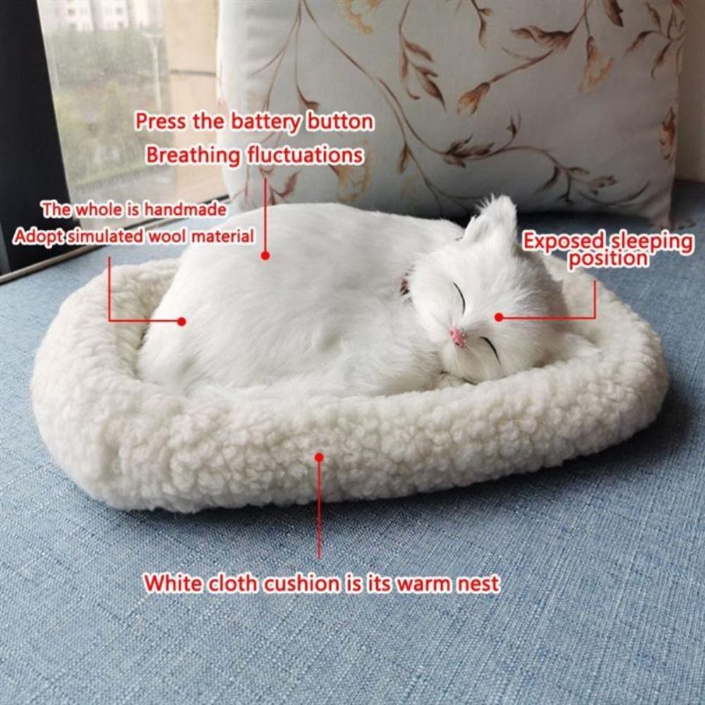 Realistic Sleeping Plush Breathing Cat