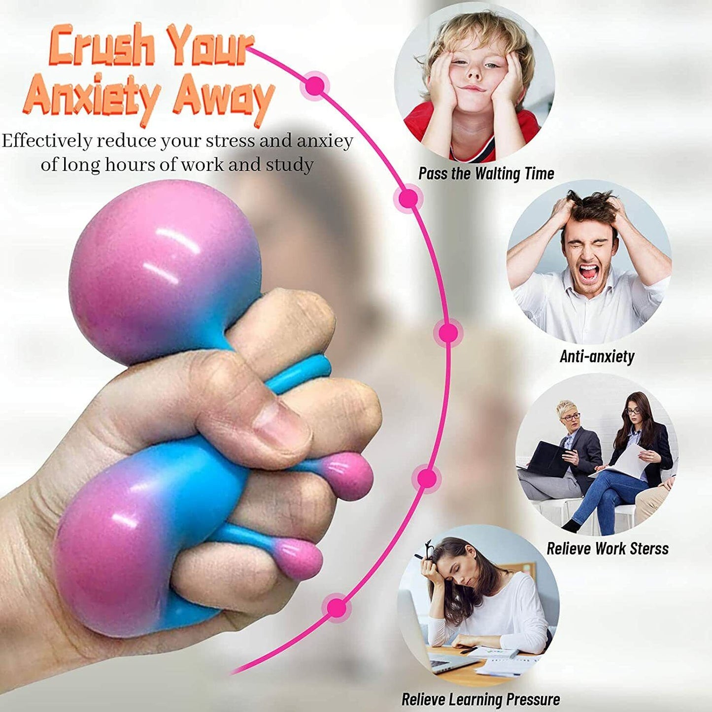 Sensory Squishy Stress Ball Pack for Kids and Adults - Anxiety Relief Fidget Toys