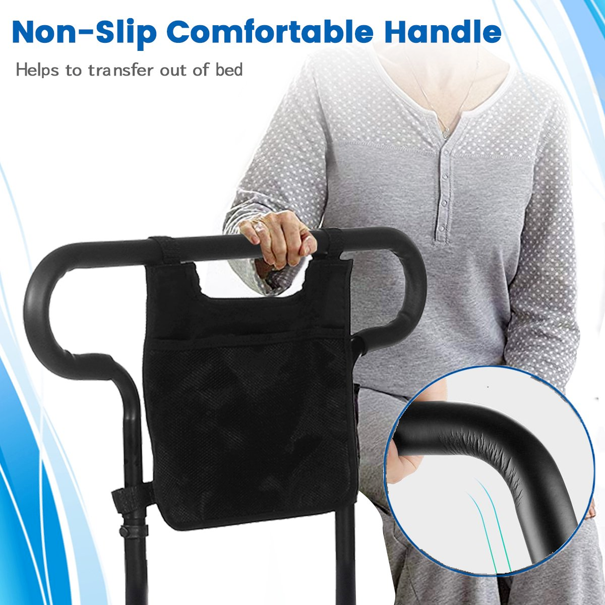 Adjustable Bed Rail Safety Get Up Handle Assisting Aid Handrail