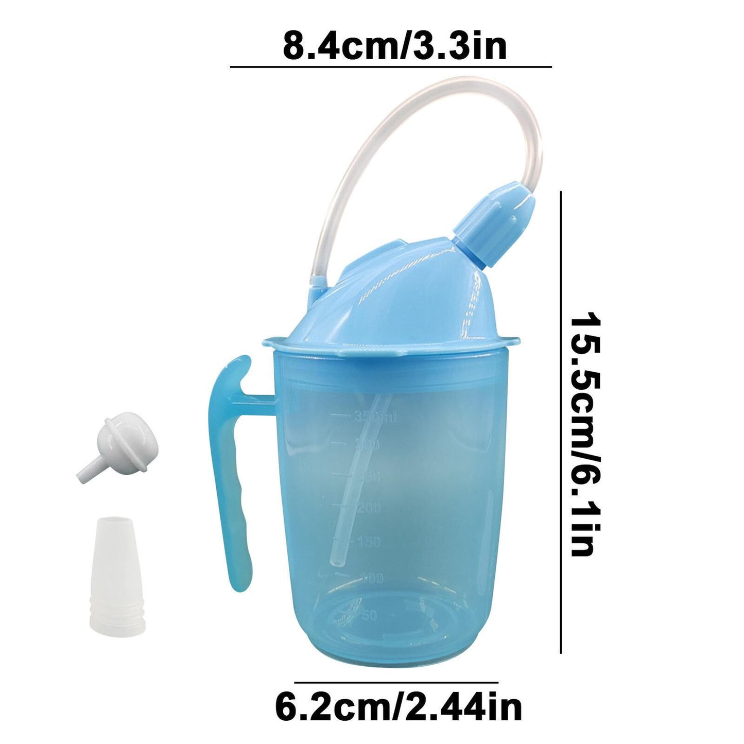 Spillproof Adult Sippy Cup for Liquids for Disabled Elderly with Weak Grip 350ml