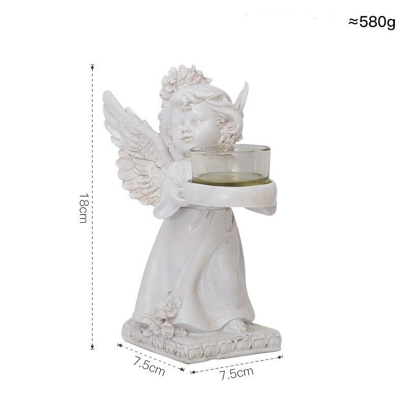 Vintage Candlestick Stand Angel with Wing Hand-Held Candle European Style