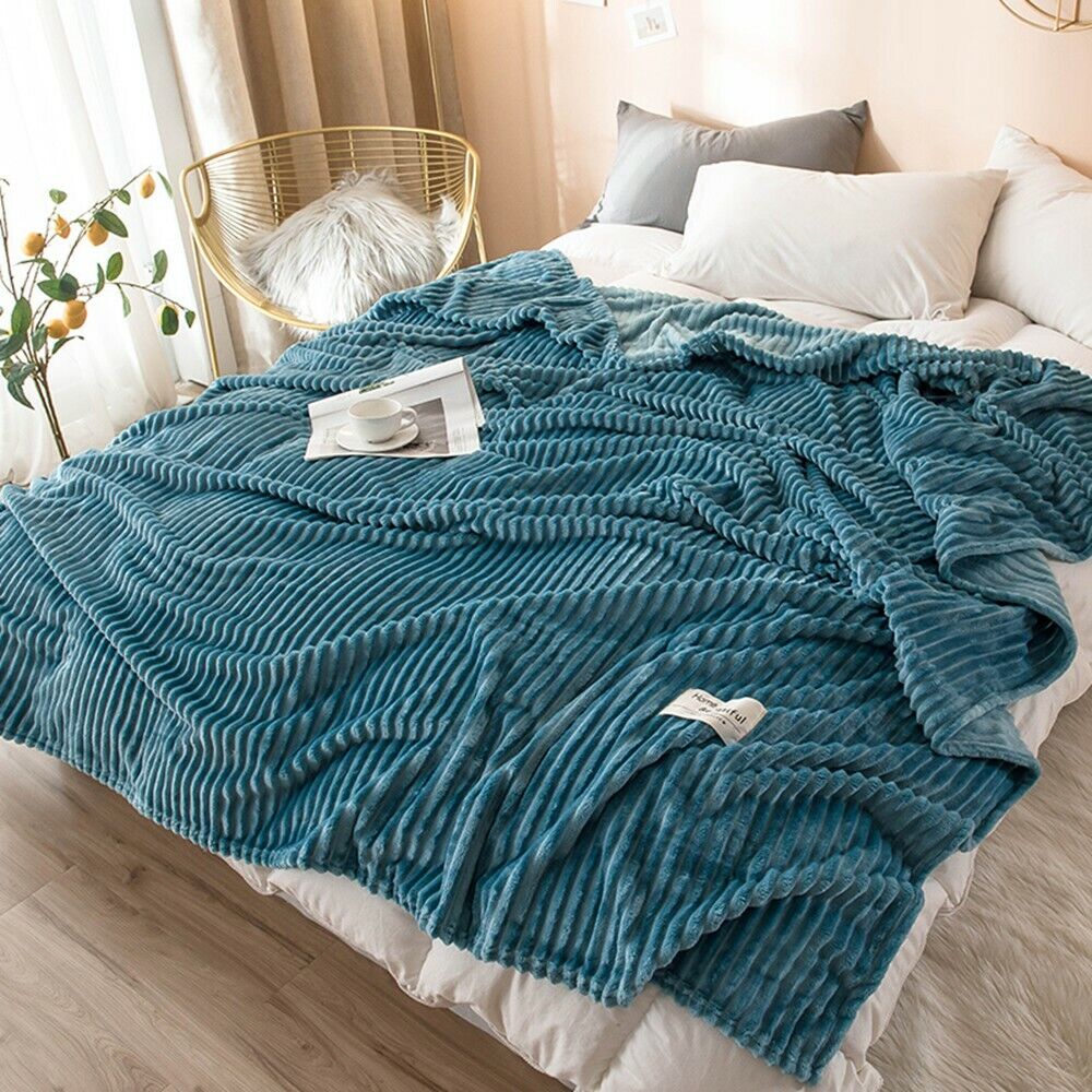 Cuddly Soft Flannel Plush Throw Rug Sofa Bedding Blanket Calm Anxiety Relief