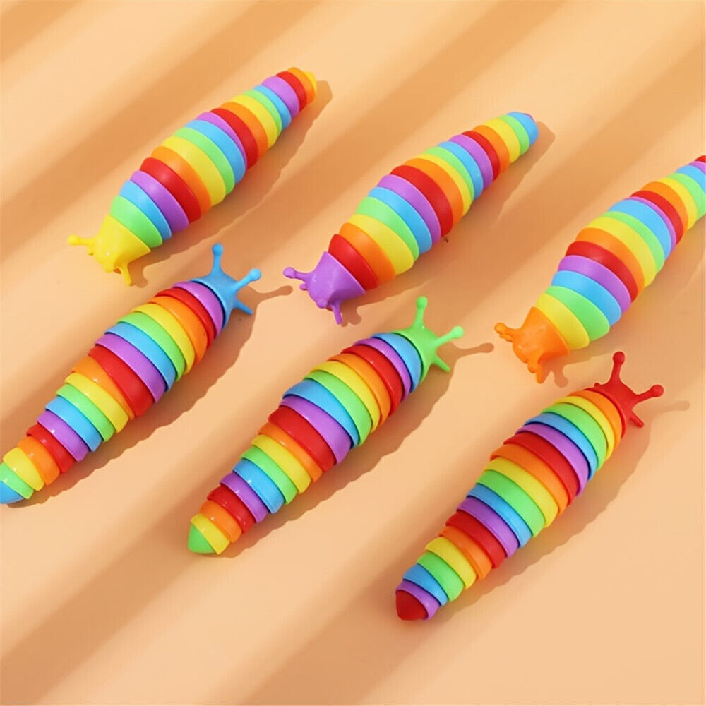 Rainbow Caterpillar Sensory Kids Slug Toy Autism ADHD Stress Relief Fidget Gift